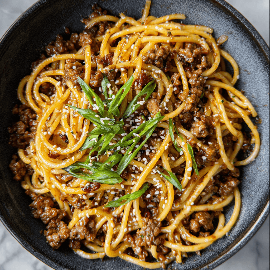 Best Asian Pasta Dish With Savory Ground Beef and Glossy Noodle Sauce Best Asian Pasta Dish With Savory Ground Beef and Glossy Noodle Sauce